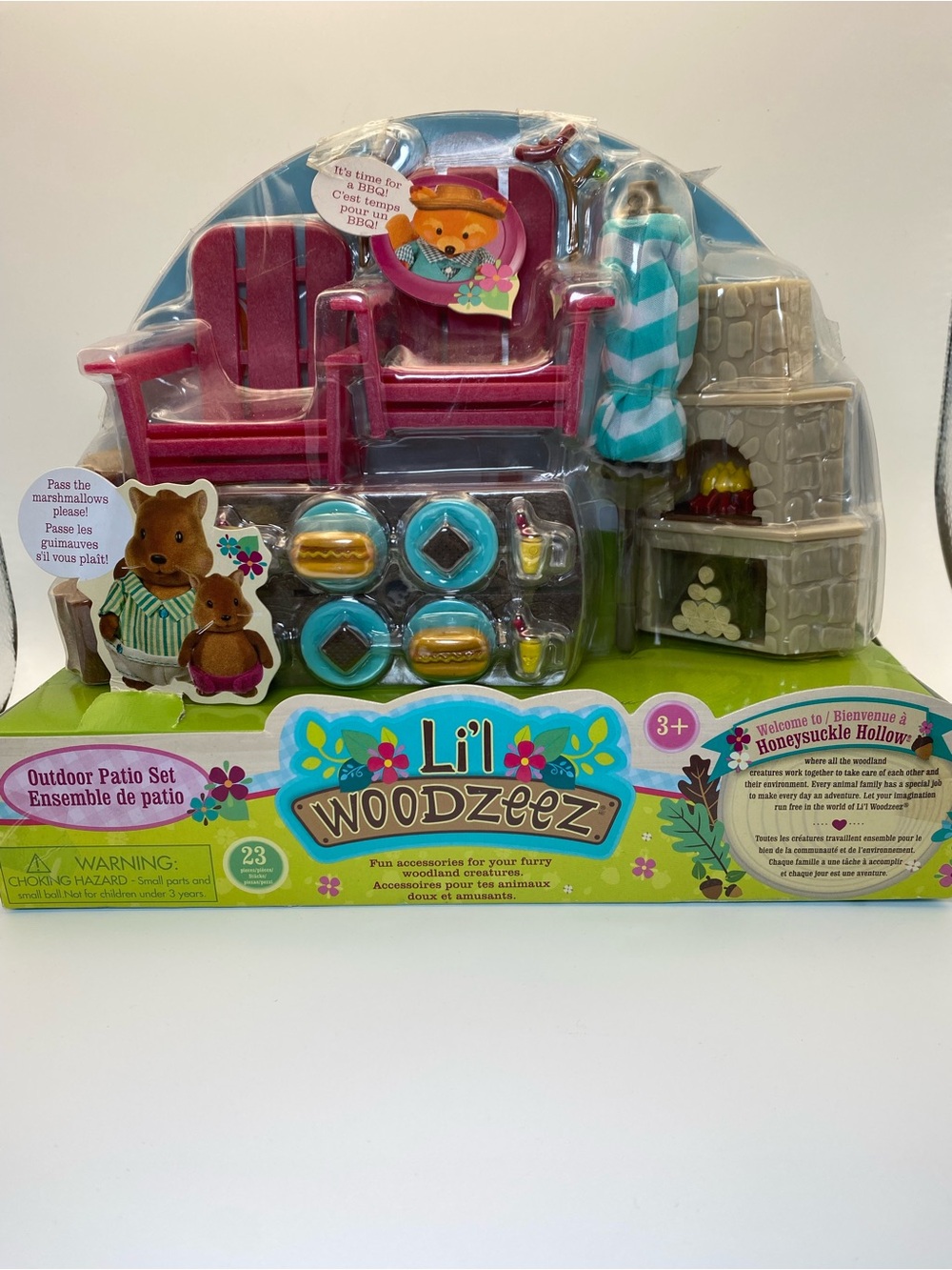 NEW Lil Li’l Woodzeez Outdoor Patio set w fireplace umbrella food